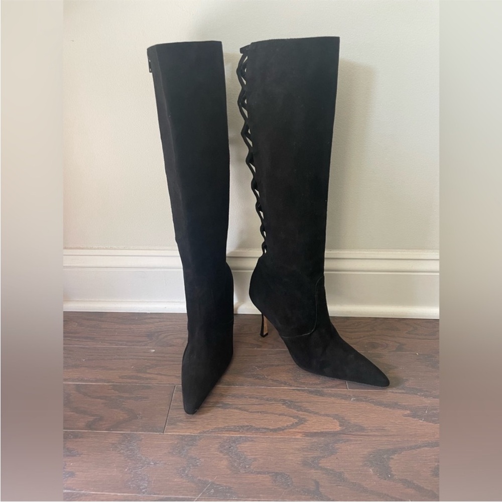 Manolo Blahnik Black Suede Knee High
Stiletto Boots Size EU 38 US 8 - Picture 2 of 16